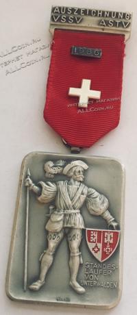 #386 Швейцария спорт Медаль Знаки. Наградная медаль по стрельбам в Унтервальден. 1986 год.