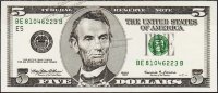 Банкнота США 5 долларов 1999 года. Р.505 UNC "BE-B"