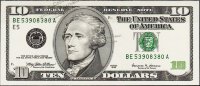Банкнота США 10 долларов 1999 года. Р.506 UNC "BE-A"