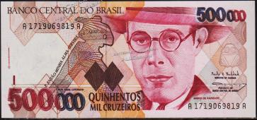 Банкнота Бразилия 500000 крузейро 1993 года. P.236а - UNC - Банкнота Бразилия 500000 крузейро 1993 года. P.236а - UNC