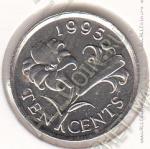 8-21 Бермуды 10 центов 1995г. КМ # 46 UNC медно-никелевая 2,45гр. 17,9мм