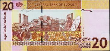 Банкнота Судан 20 фунтов 2017 года. P.74d - UNC - Банкнота Судан 20 фунтов 2017 года. P.74d - UNC