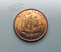 Монета Великобритания 1/2 пенни 1967 года. КМ#896 UNC Бронза (арт114)