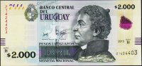 Банкнота Уругвай 2000 песо 2015 года. P.NEW - UNC