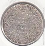 4-79 Индия 1 рупия 1890 г. KM# 492 Серебро 11,66 гр. 30,79 мм. 