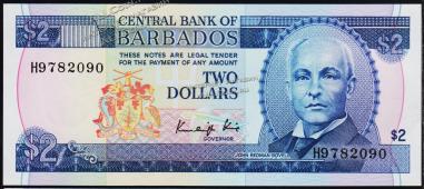 Барбадос 2 доллара 1986г. P.36 UNC - Барбадос 2 доллара 1986г. P.36 UNC