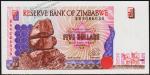 Зимбабве 5 долларов 1997г. P.5а - UNC
