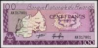 Банкнота Руанда 100 франков 1976 года. P.8d - UNC