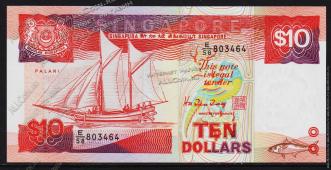 Сингапур 10 долларов 1988г. P.20 UNC - Сингапур 10 долларов 1988г. P.20 UNC