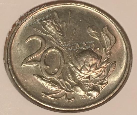 #H9-110 Южная Африка 20 центов 1974г. Медь Никель. UNC. 