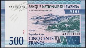 Руанда 500 франков 1994г. P.23 UNC - Руанда 500 франков 1994г. P.23 UNC