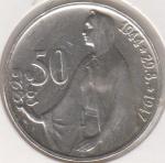 2-102 Чехословакия 50 крон 1947г. KM# 24 UNC серебро 10,0гр 28,0мм