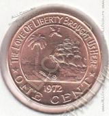 10-125 Либерия 1 цент 1972г КМ # 13 UNC бронза 2,6гр. 18мм  - 10-125 Либерия 1 цент 1972г КМ # 13 UNC бронза 2,6гр. 18мм 