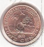 10-125 Либерия 1 цент 1972г КМ # 13 UNC бронза 2,6гр. 18мм 