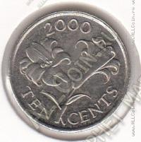 8-176 Бермуды 10 центов 2000г. КМ # 109 UNC медно-никелевая 2,5гр. 17,8мм