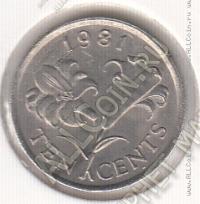 26-124 Бермуды 10 центов 1981г. KM# 17 медно-никелевая 2,45гр 17,8мм