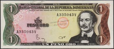 Банкнота Доминикана 1 песо 1984 года. P.126а(2) - UNC - Банкнота Доминикана 1 песо 1984 года. P.126а(2) - UNC