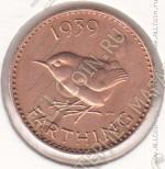 30-64 Великобритания 1 фартинг 1939г. КМ # 843 бронза 2,8гр. 20мм