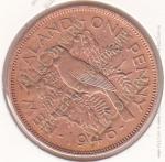 3-164 Новая Зеландия 1 пенни 1946 г. KM# 13 Бронза 9,6 гр. 31,0 мм.