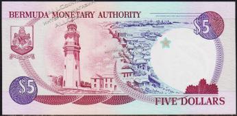 Бермуды 5 долларов 1995г. P.41в - UNC - Бермуды 5 долларов 1995г. P.41в - UNC