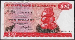 Зимбабве 10 долларов 1980г. P.3а - UNC - Зимбабве 10 долларов 1980г. P.3а - UNC