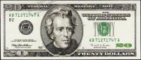 Банкнота США 20 долларов 1996 года. Р.501 UNC "AB-A"
