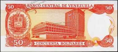 Банкнота Венесуэла 50 боливаров 1992 года. Р.65d - UNC - Банкнота Венесуэла 50 боливаров 1992 года. Р.65d - UNC