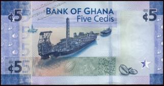 Банкнота Гана 5 седи 2017 года. P.43 UNC  - Банкнота Гана 5 седи 2017 года. P.43 UNC 
