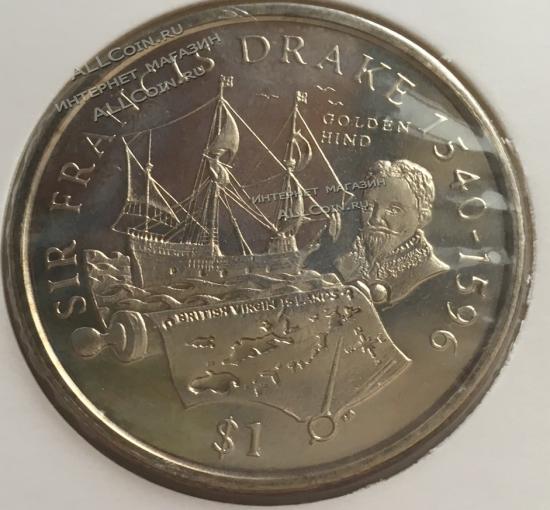 #16-62 Британcкие Виргинские Острова 1 доллар 2002г. Медь Никель. UNC. 