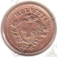 3-62 Швейцария 1 раппен 1938 г.KM# 3.2В Бронза 1,5 гр. 16,0 мм.