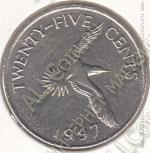 26-127 Бермуды 25 центов 1997г. KM# 47 медно-никелевая 6,0гр 24,0мм