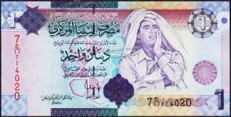 Банкнота Ливия 1 динар 2009 года. Р.71 UNC - Банкнота Ливия 1 динар 2009 года. Р.71 UNC
