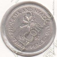 29-129 Родезия и Ньясланд 3 пенса 1957г. КМ # 3 медно-никелевая 16,3мм