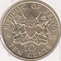 19-104 Кения 10 центов 1973г. KM# 11 UNC никель-латунь 5,6гр 30,8 мм
