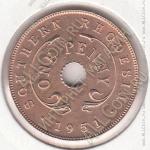 9-179 Южная Родезия 1 пенни 1951г. КМ #25 бронза