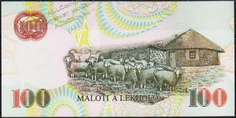 Банкнота Лесото 100 малоти 1994 года. P.18 UNC - Банкнота Лесото 100 малоти 1994 года. P.18 UNC