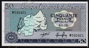 Руанда 50 франков 1976г. P.7c - UNC - Руанда 50 франков 1976г. P.7c - UNC