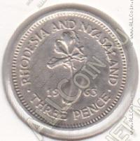 29-130 Родезия и Ньясланд 3 пенса 1963г. КМ # 3 медно-никелевая 16,3мм