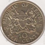 19-106 Кения 10 центов 1987г. KM#18 UNC никель-латунь 30,8 мм