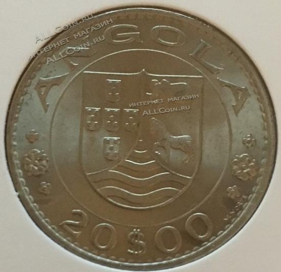 #H5-158 Ангола 20 долларов 1917г. Медь Никель. UNC . 