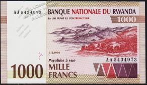 Руанда 1000 франков 1994г. P.24 UNC - Руанда 1000 франков 1994г. P.24 UNC