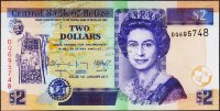 Банкнота Белиз 2 доллара 2017 года. Р.66f - UNC