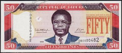Либерия 50 долларов 2008г. P.29d - UNC - Либерия 50 долларов 2008г. P.29d - UNC