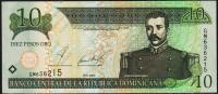 Банкнота Доминикана 10 песо 2002 года. P.168в - UNC