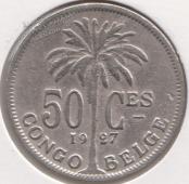 15-173 Бельгийское Конго 50 сентим 1927г.  - 15-173 Бельгийское Конго 50 сентим 1927г. 
