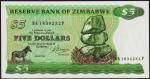 Банкнота Зимбабве 5 долларов 1983 года. P.2с - UNC