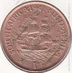 20-94 Южная Африка 1 пенни 1941г КМ # 25 бронза 9,3гр. 30,8мм