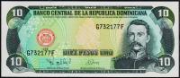 Банкнота Доминикана 10 песо 1998 года. P.153с - UNC