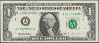 Банкнота США 1 доллар 1995 года. Р.496а - UNC "A" A-A