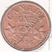 30-141 Канада 1 цент 1936г. КМ # 28 бронза 3,24гр. - 30-141 Канада 1 цент 1936г. КМ # 28 бронза 3,24гр.